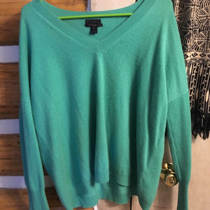 teal J Crew v-neck sweater
